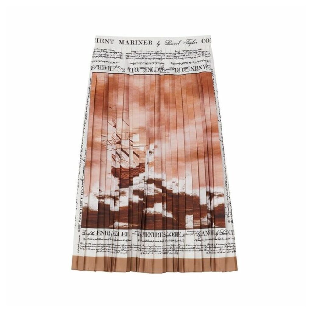 Burberry Mariner Print Pleated Cady Skirt