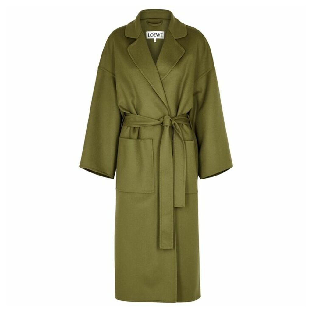 Loewe Olive Belted Wool And Cashmere-blend Coat