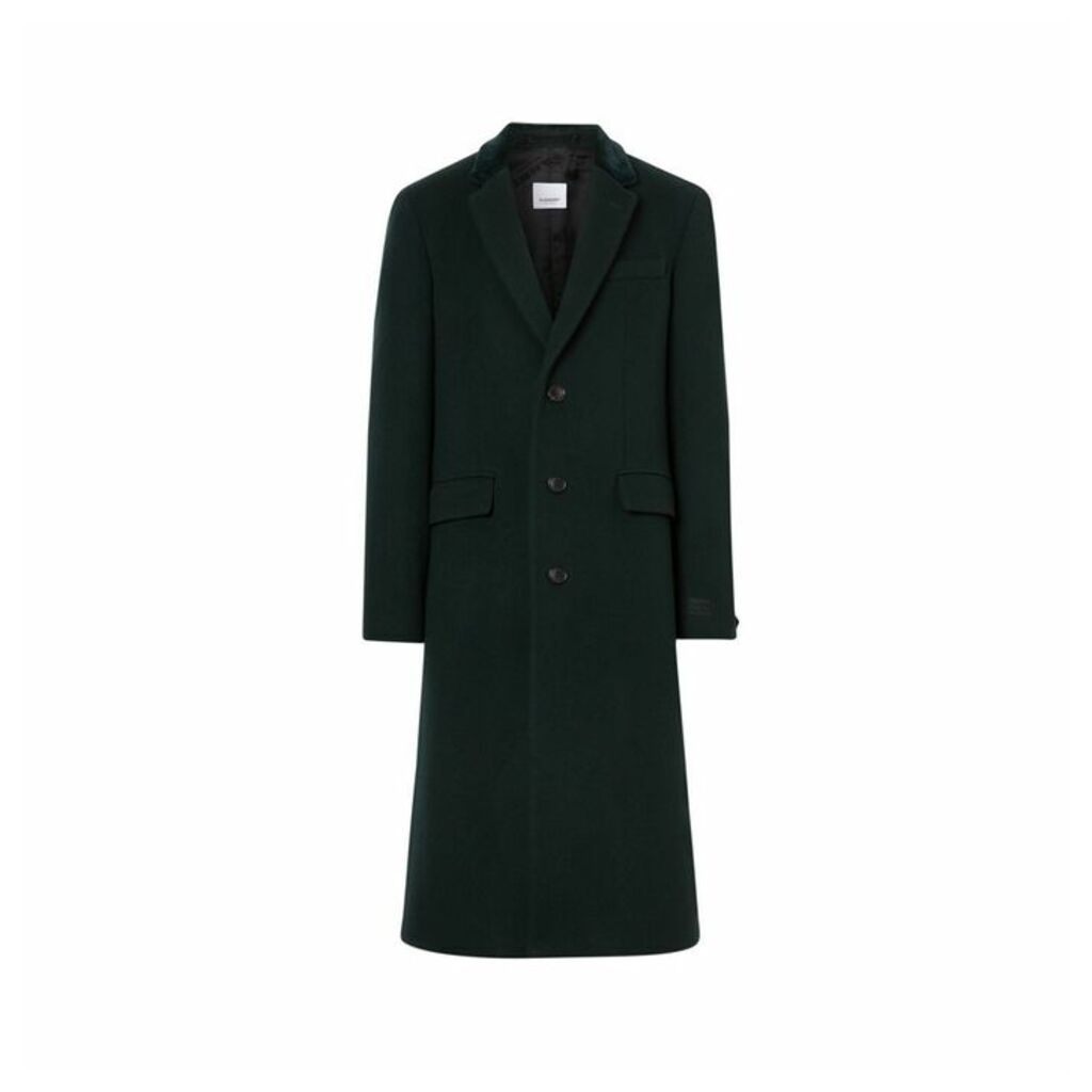 Burberry Velvet Trim Wool Cashmere Tailored Coat