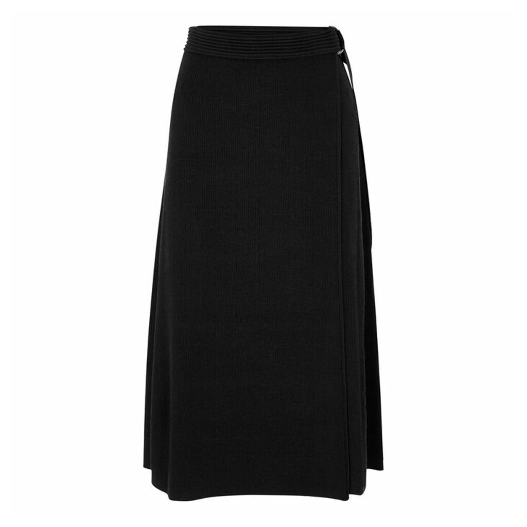 Diane Von Furstenberg Hilary Black Wool-blend Wrap Skirt