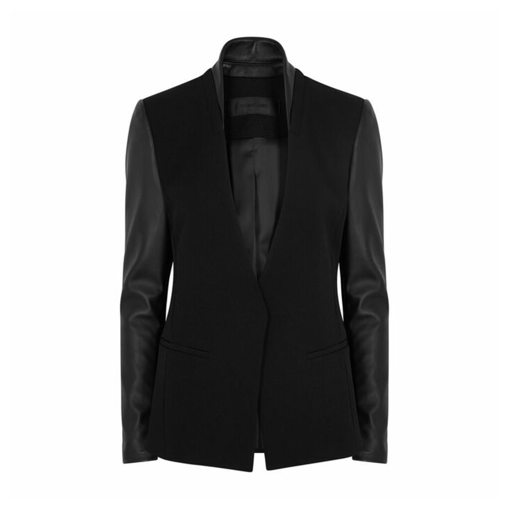 Helmut Lang Black Leather And Wool Blazer