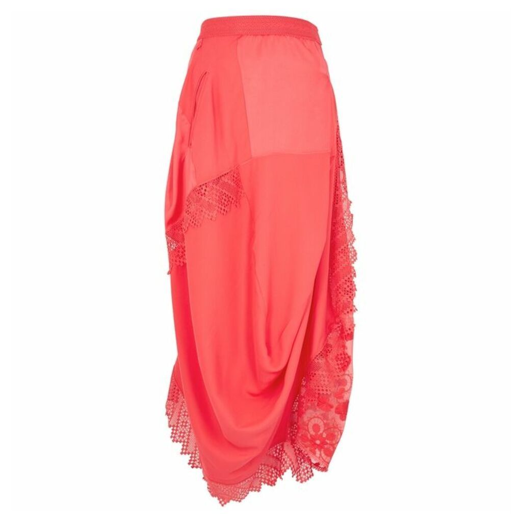 HIGH Enliven Coral Lace-panelled Skirt