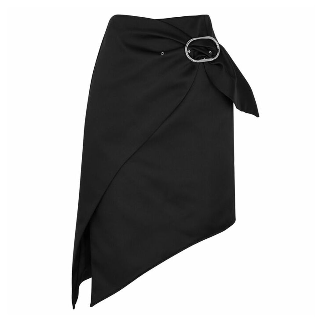 Paco Rabanne Black Asymmetric Satin Skirt