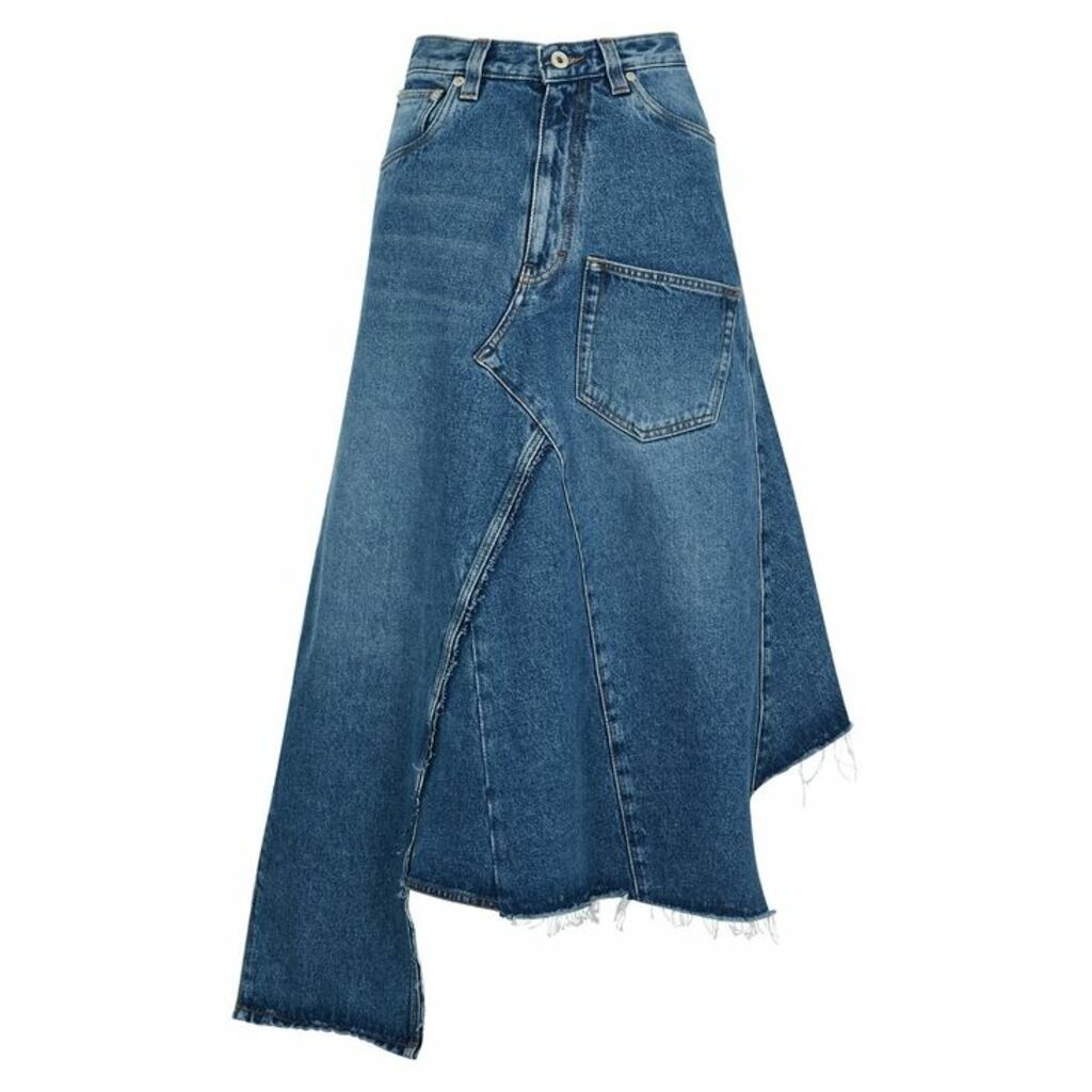 Loewe Blue Asymmetric Denim Midi Skirt