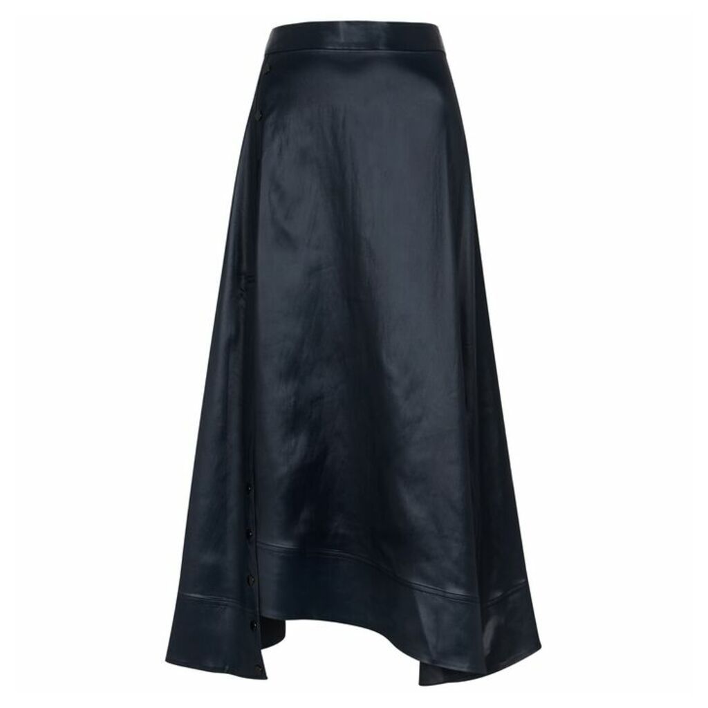 3.1 Phillip Lim Navy Satin Midi Skirt