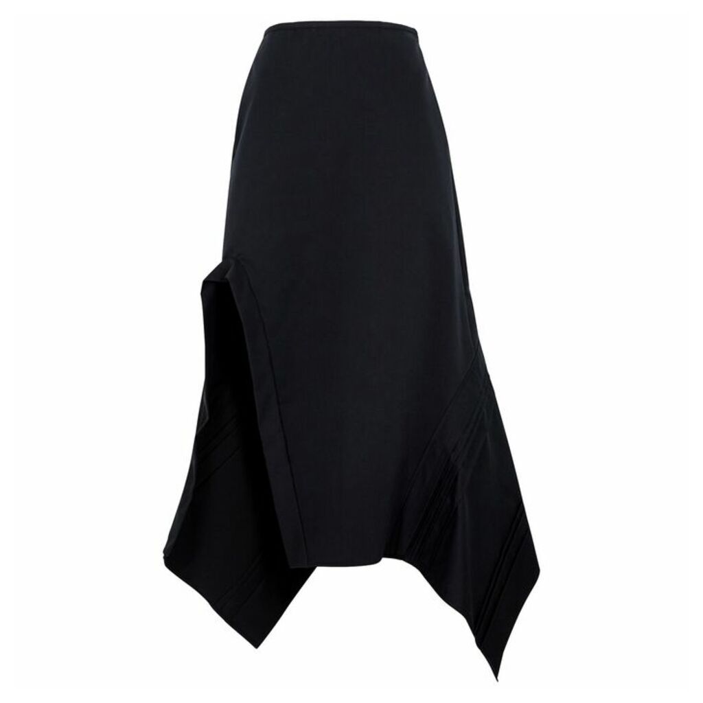Jil Sander Megara Navy Cotton-blend Midi Skirt