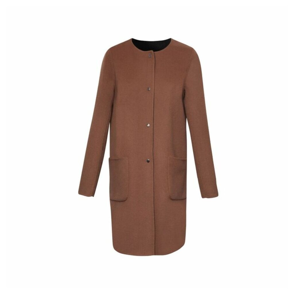 Gerard Darel Reversible Double Face Wool Plume Coat