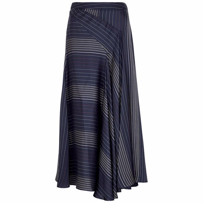 Palmer//harding Enata Striped Asymmetric Midi Skirt