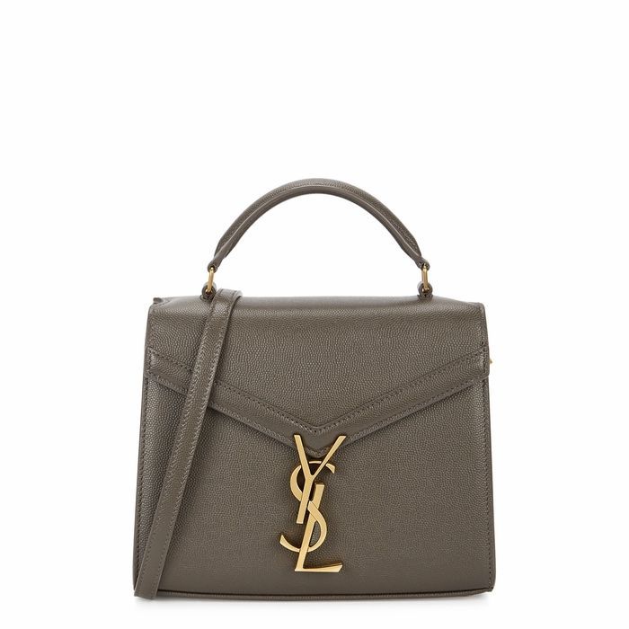 Cassandra Mini Grey Leather Top Handle Bag