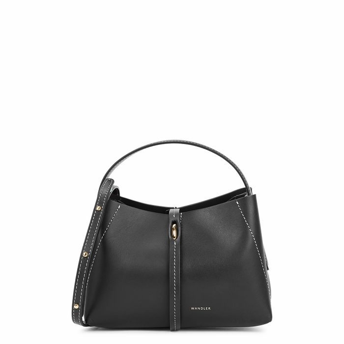 Ava Micro Black Leather Top Handle Bag