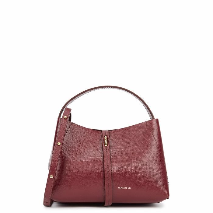 Ava Micro Burgundy Leather Top Handle Bag