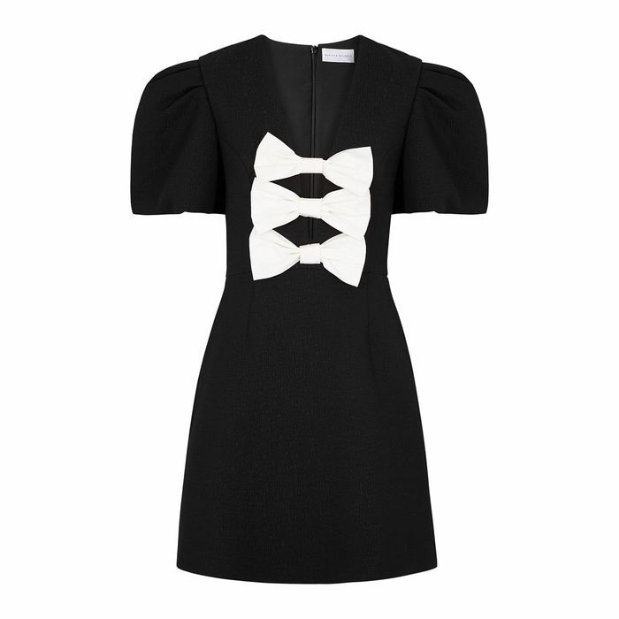 Lavanda Black Bow-embellished Mini Dress