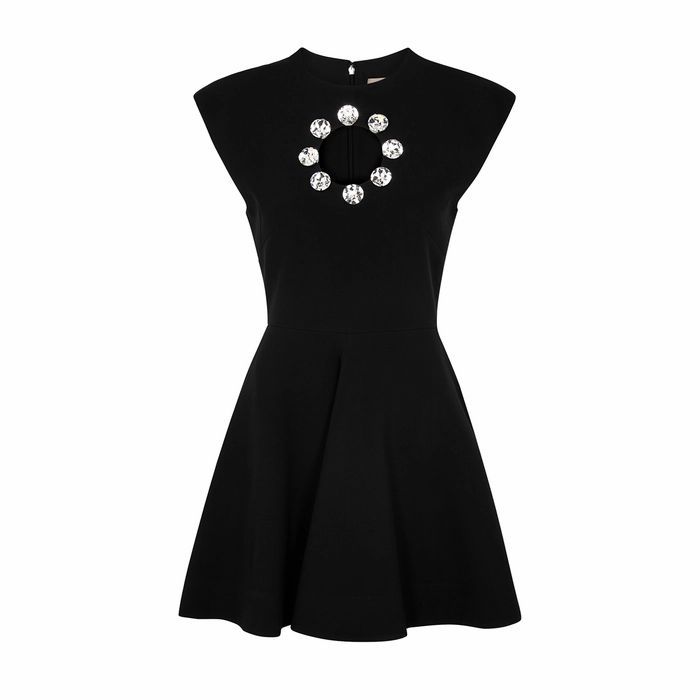 Black Crystal-embellished Mini Dress