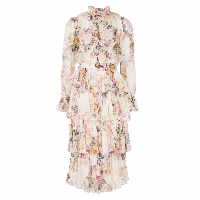 Brighton Floral-print Silk-georgette Midi Dress