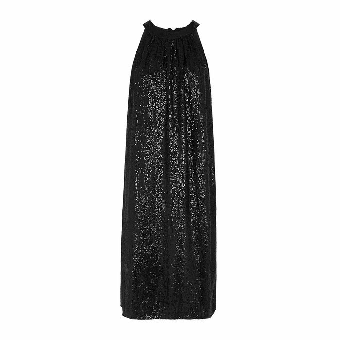 Yasmeen Black Sequinned Midi Dress
