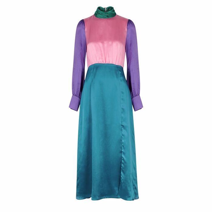 Gwen Colour-blocked Silk Midi Dress