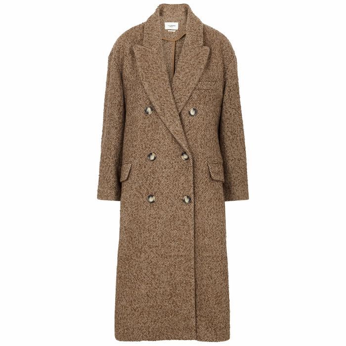 Ojima Brown Herringbone Wool-blend Coat