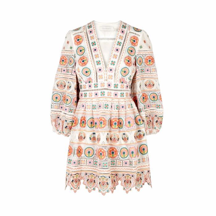 Brighton Floral-embroidered Cotton Mini Dress