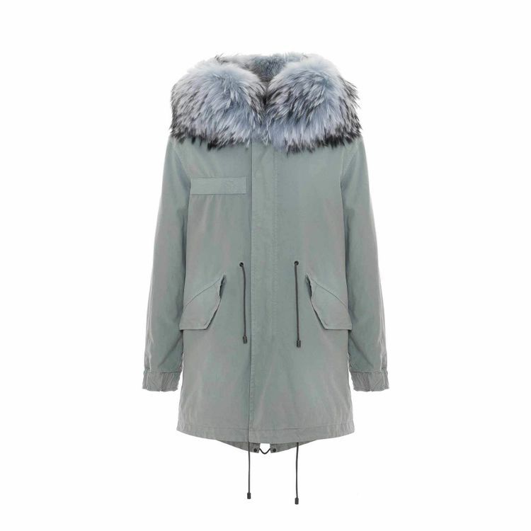 Jazzy Parka Midi For Woman With Raccoon Fur