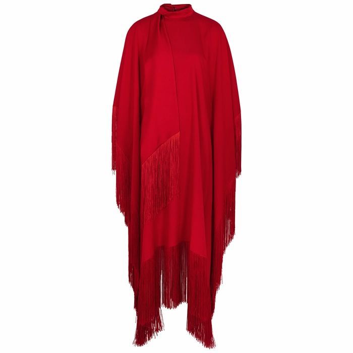 Mrs. Ross Red Fringe-trimmed Dress