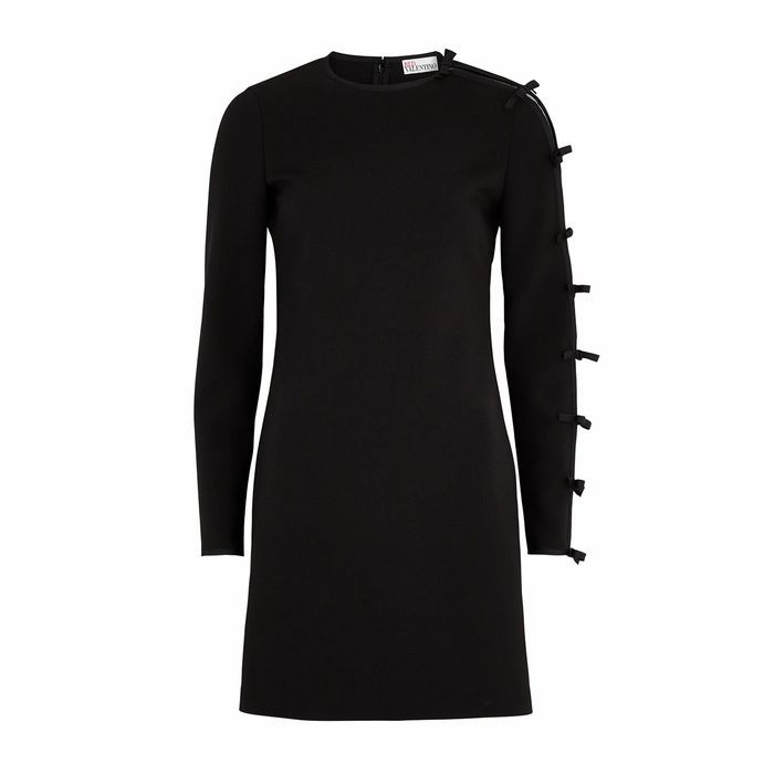 Black Bow-embellished Mini Dress
