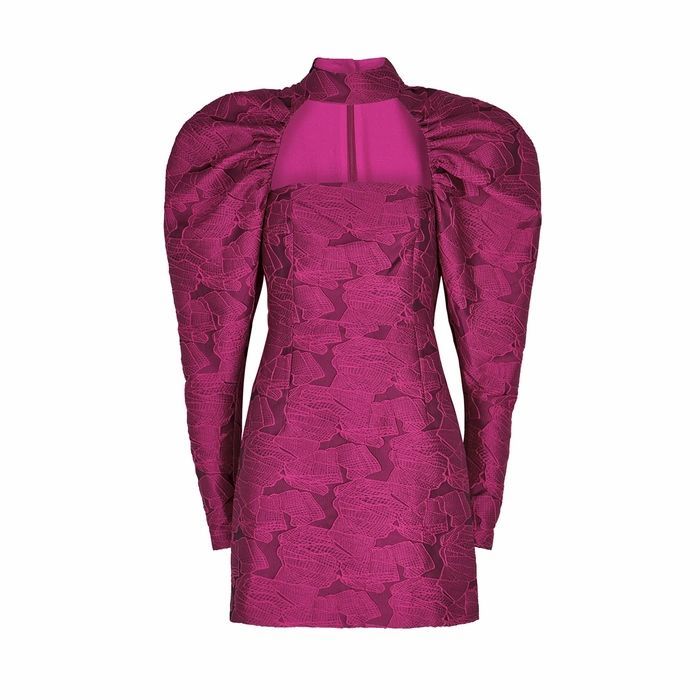 Kaya Dark Pink Jacquard Mini Dress