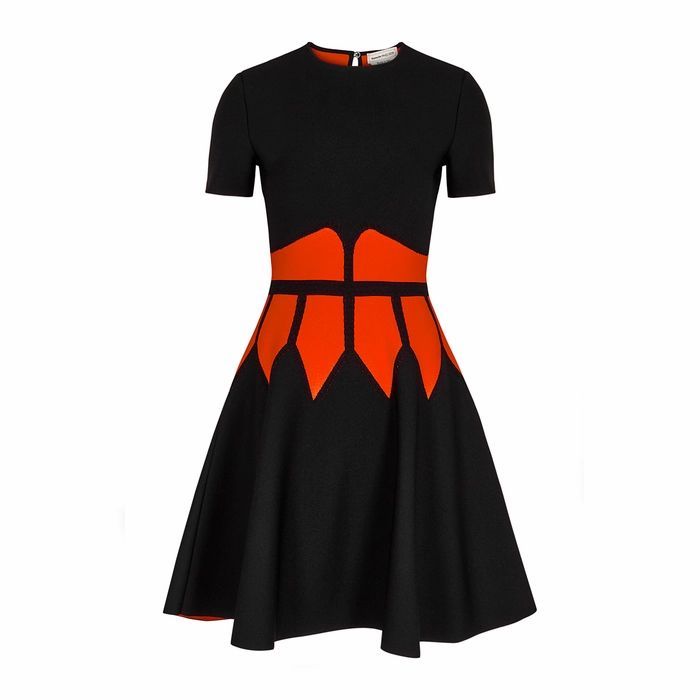 Black And Red Stretch-knit Mini Dress