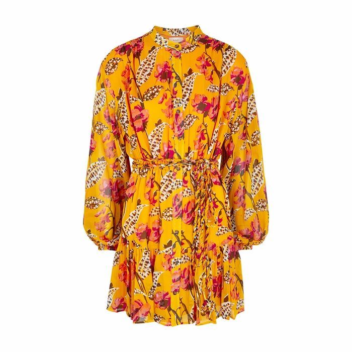 Jen Floral-print Plissé Shirt Dress