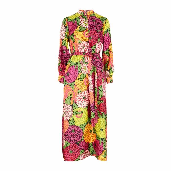 Floral-print Silk-twill Midi Dress