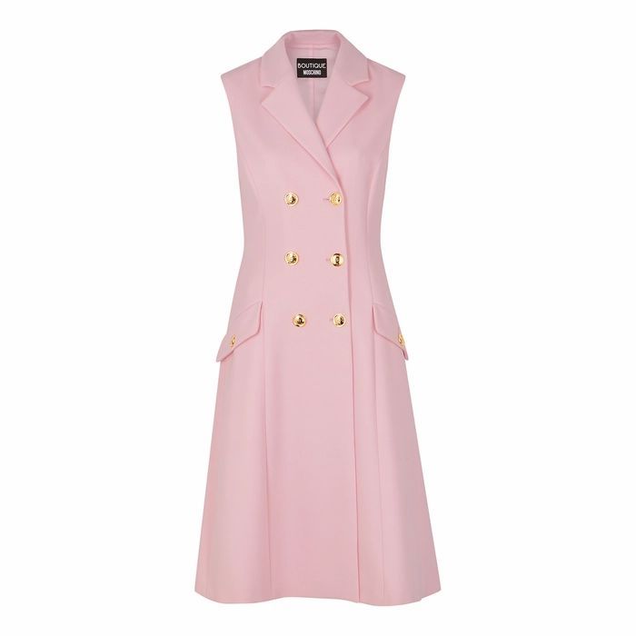 Pink Double-breasted Midi Dress