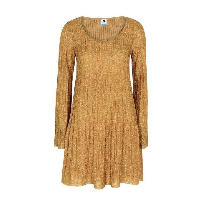 Gold Metallic-knit Mini Dress