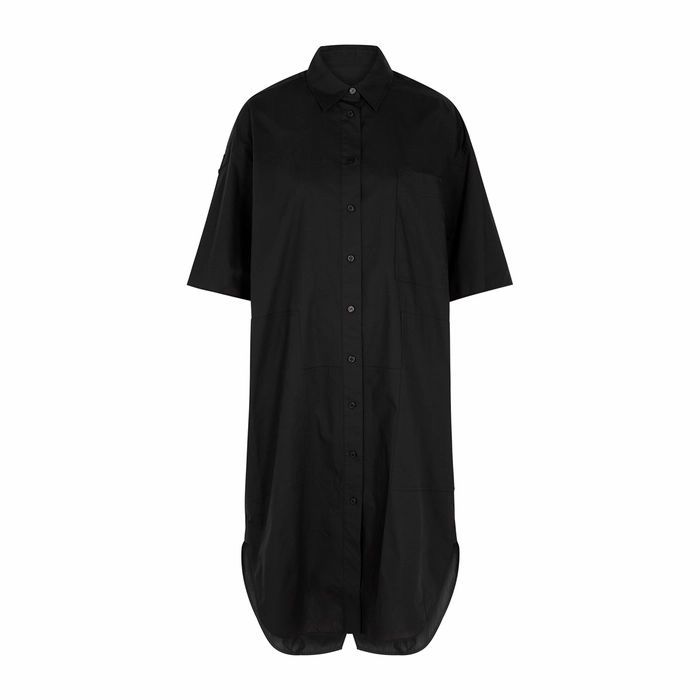 Black Cotton-poplin Shirt Dress