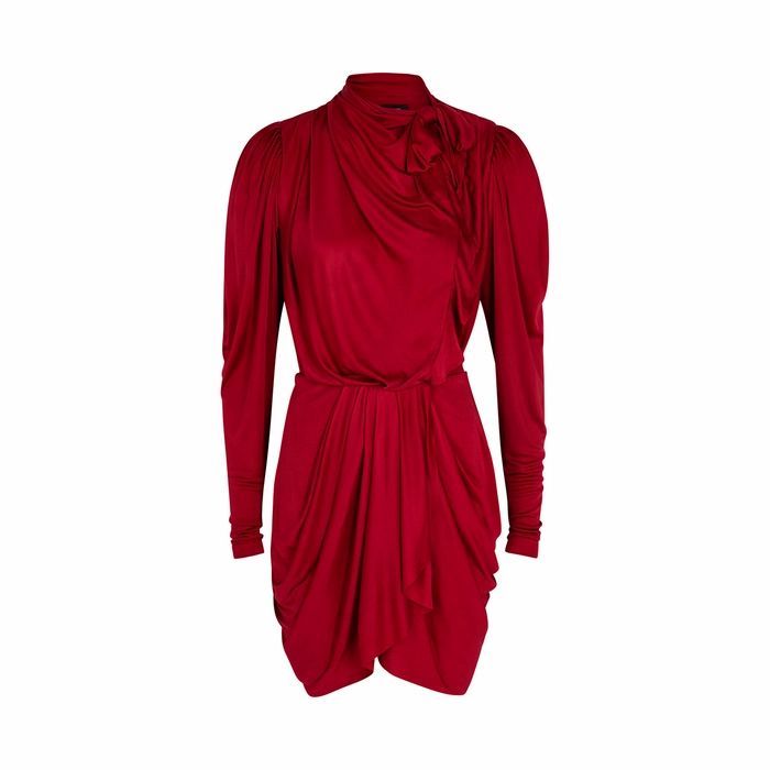 Dibruna Red Draped Stretch-jersey Mini Dress