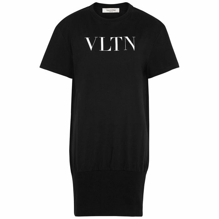 VLTN Black Cotton T-shirt Dress