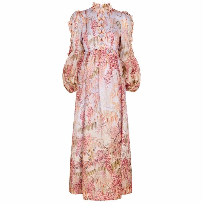Botanica Floral-print Linen-blend Gown