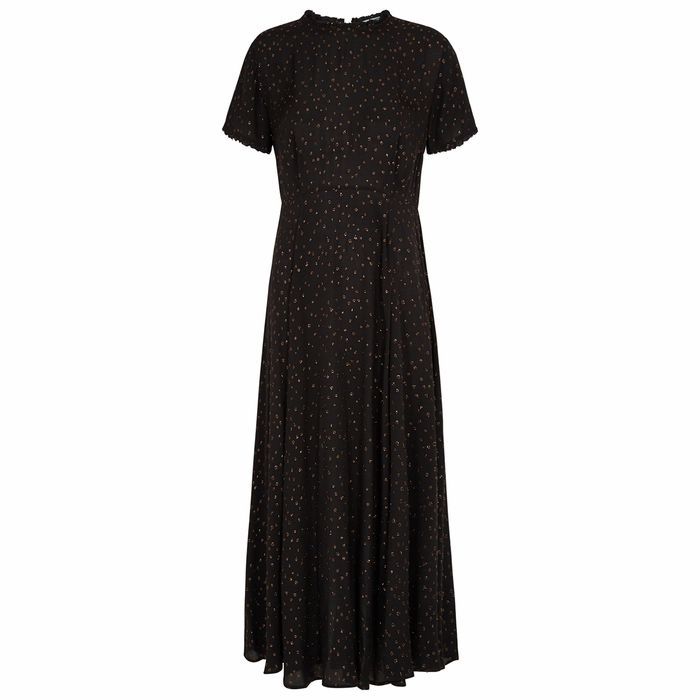Nan Black Fil Coupé Midi Dress
