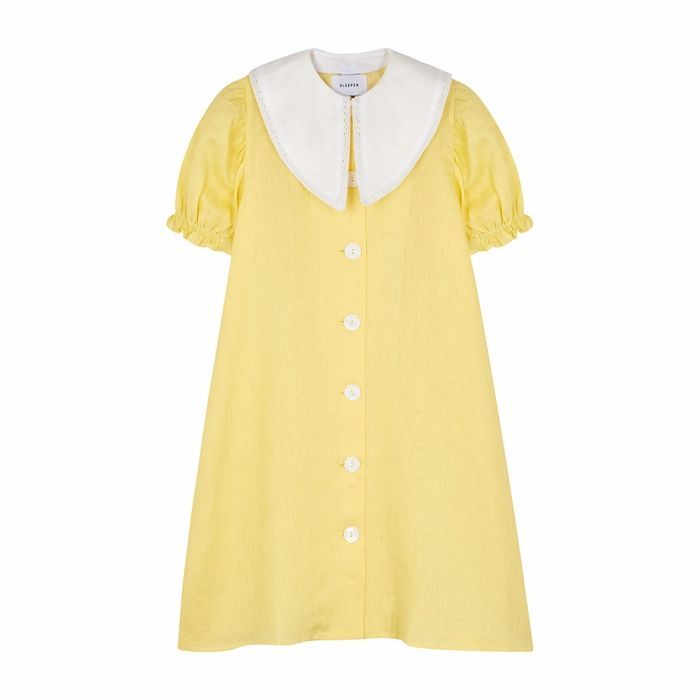 Marie Yellow Linen Mini Dress