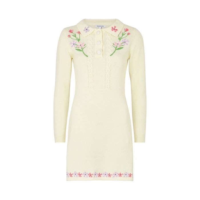 Celeste Floral-embroidered Cotton Mini Dress