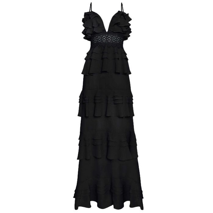 Black Tiered Ruffle Maxi Dress