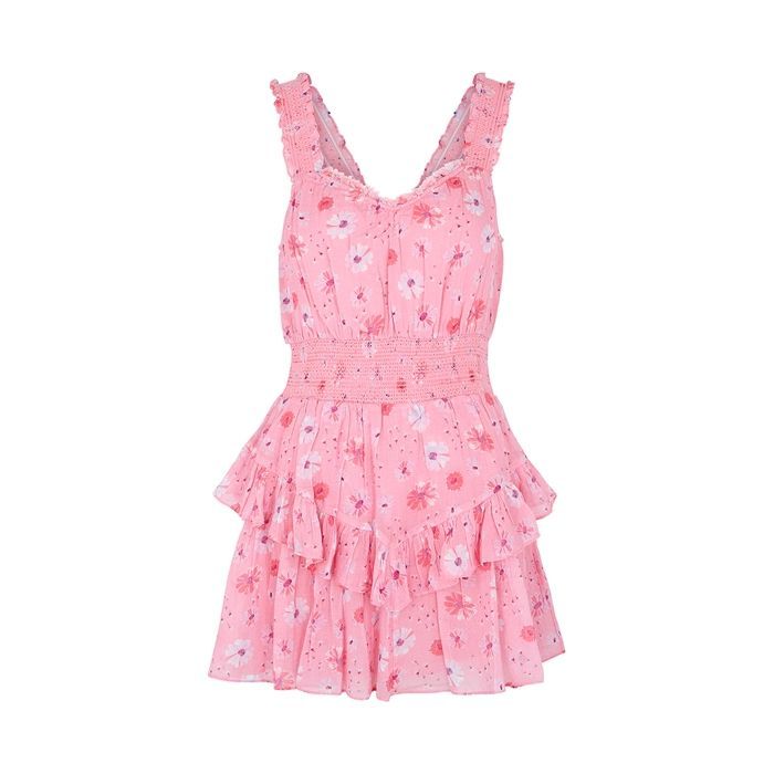 Norelli Pink Floral-print Cotton Mini Dress