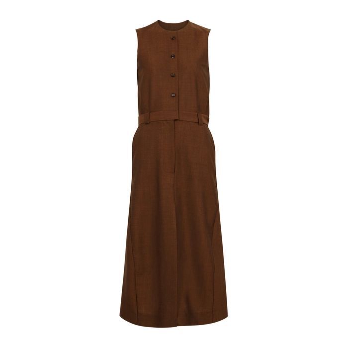 Brown Wool-blend Midi Dress