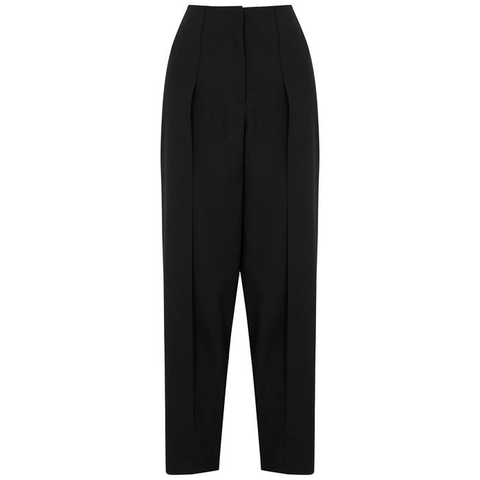 Black Tapered Wool Trousers