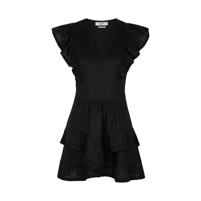 Audreyo Black Linen Mini Dress