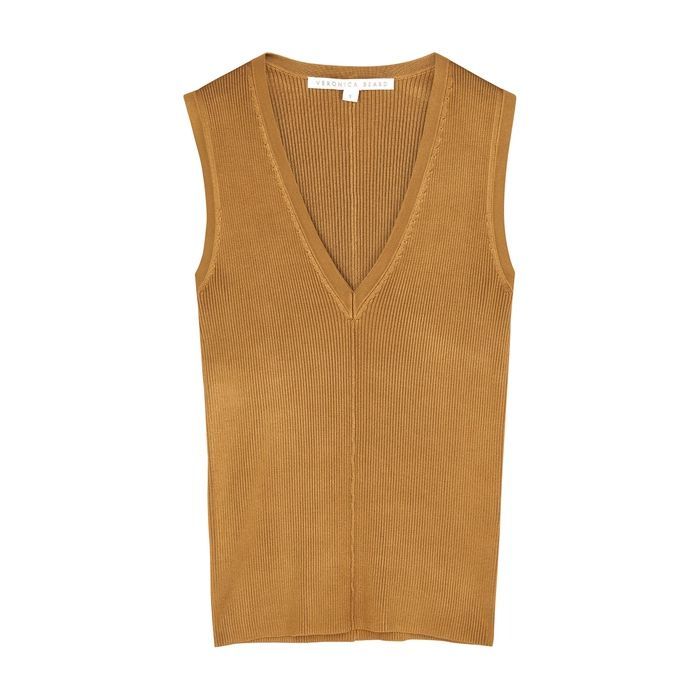 Brie Bronze Ribbed-knit Tank