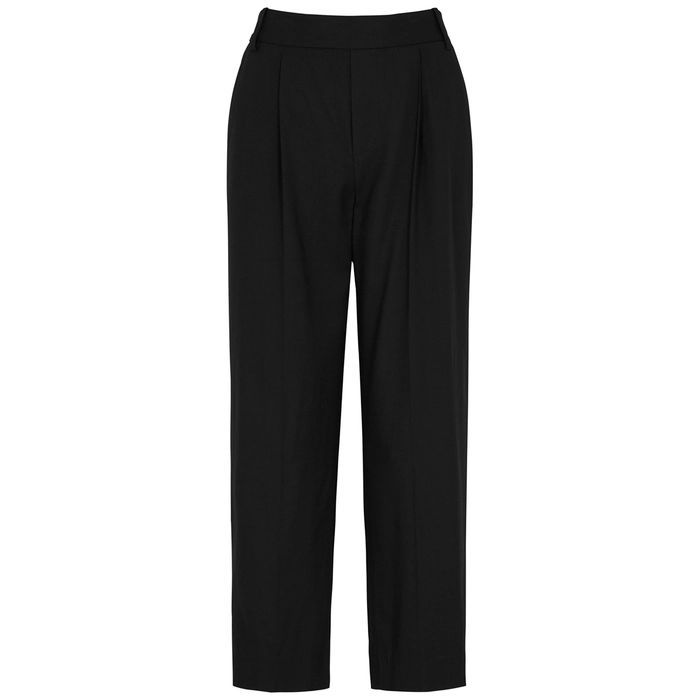 Black Cropped Woven Trousers - L