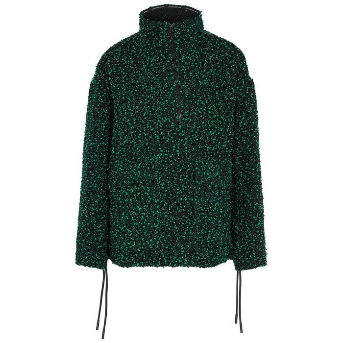 Half-zip Wool-blend Bouclé Jacket - GREEN - 8
