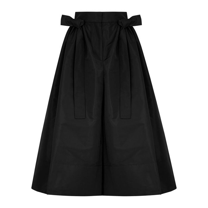 Black Bow-embellished Taffeta Culottes