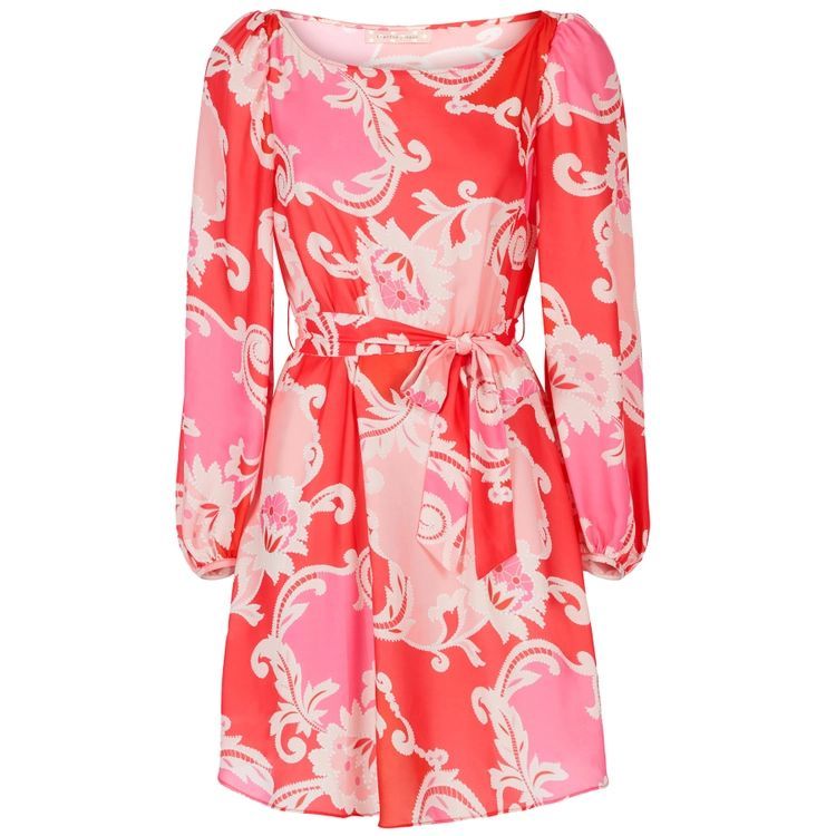 Paisley Printed Mini Dress In Pink And Red