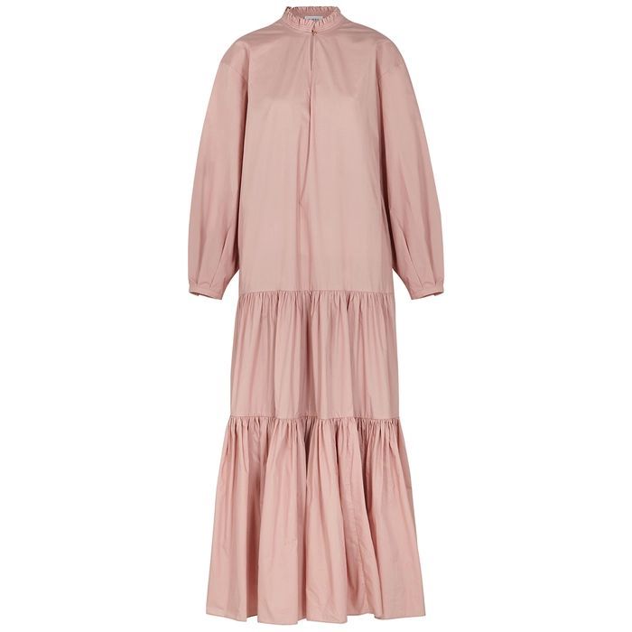 Carlotta Light Pink Tiered Cotton Maxi Dress