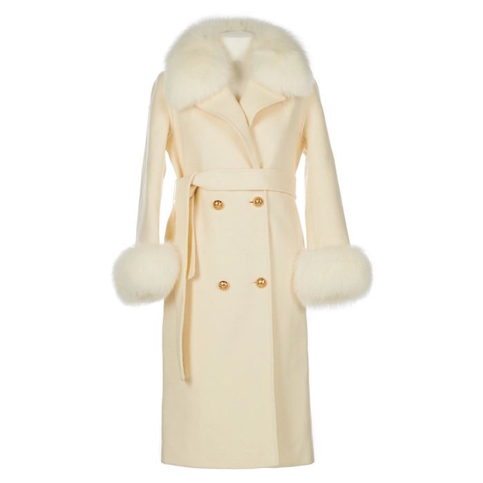 Cream Cashmere Fox Trim Coat